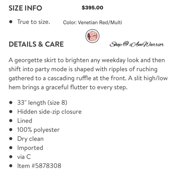 Cinq a Sept NWT ruched ruffle floral cherry red midi skirt *Shop@iAmWarrior - Picture 6 of 13